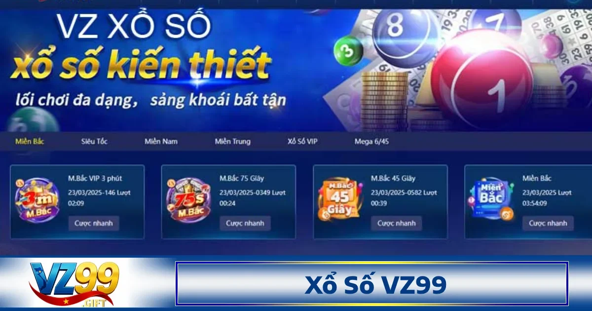 Trang chủ 26 VZ99 còn mở rộng dịch vụ xổ số và lô đề online, giúp khách hàng tham gia dễ dàng, tiện lợi mọi lúc mọi nơi
